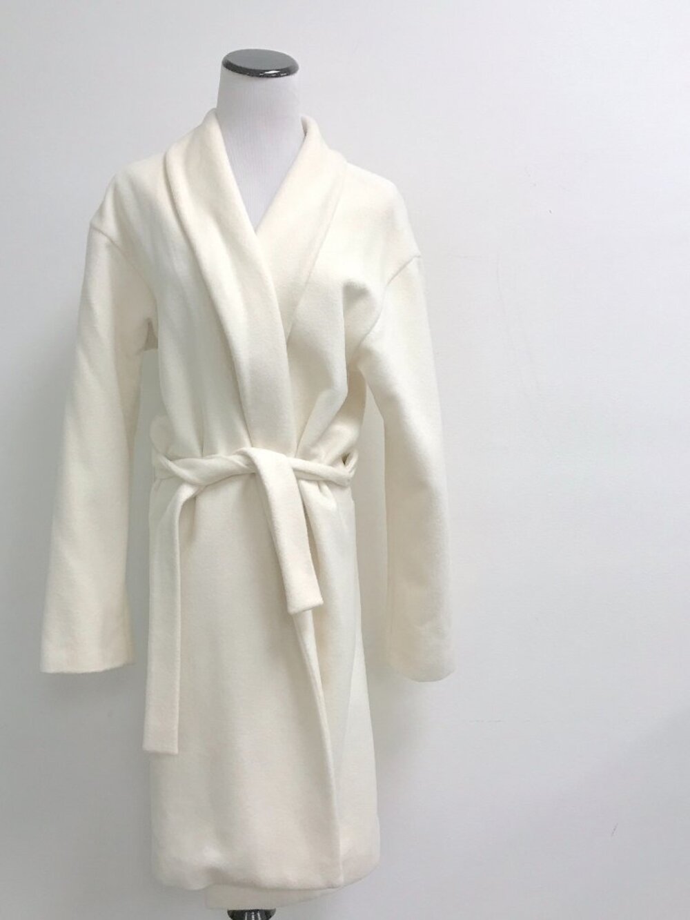 GENNY Prada group Angora WOOL winter white WRAP shawl belted COAT I38 M Italy